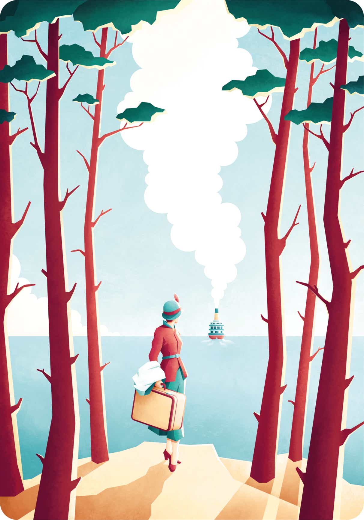 Lady / Woman / Suitcase / Trees / Travel / Poster